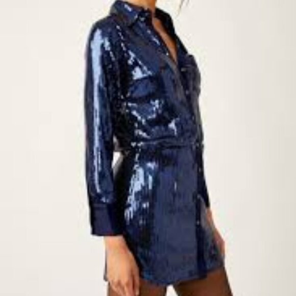 48 - NWT $168 FREE PEOPLE SOPHIE SEQUIN COAT/DRESS - Picture 3 of 6